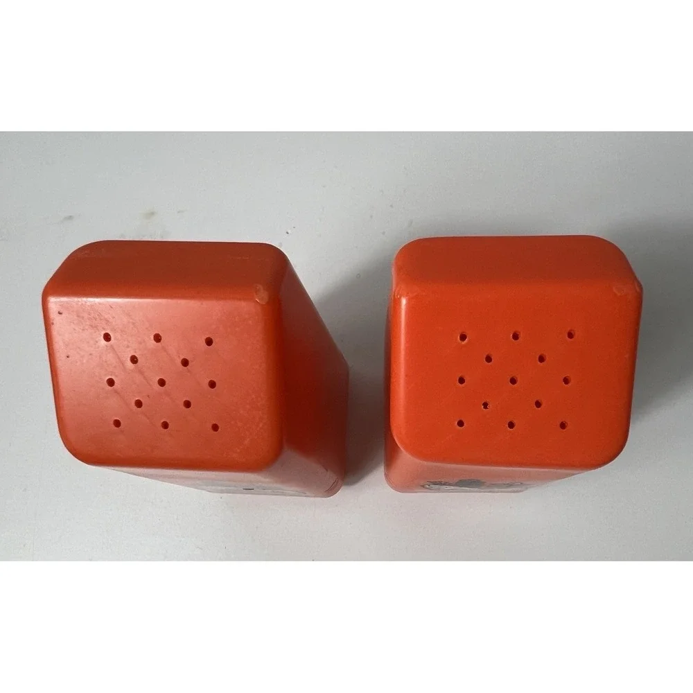 Vintage Salt Pepper Shakers Orange Mushroom Mid Century Modern Set